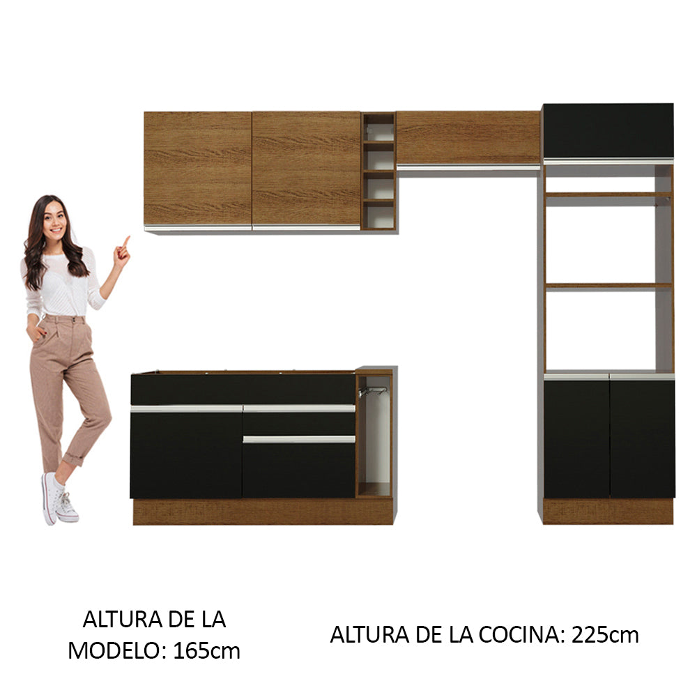 Combo completo de Cocina Madesa Glamy 290cm Marrón/Negro/Marrón 10