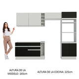 Combo completo de Cocina Madesa Glamy 290cm Blanco/Negro/Blanco 10