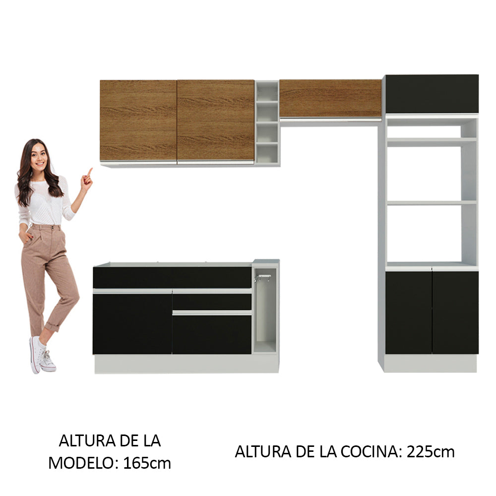 Combo completo de Cocina Madesa Glamy 290cm Blanco/Negro/Blanco 10