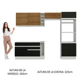 Combo completo de Cocina Madesa Glamy 290cm Blanco/Negro/Blanco 10
