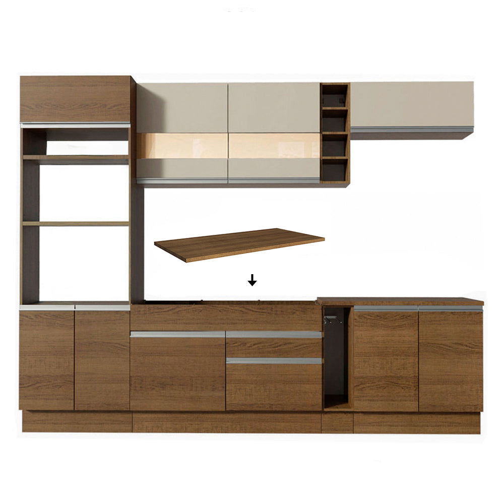 Combo completo de Cocina Madesa Glamy 290cm Marrón/Crema 11