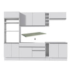Combo completo de Cocina 290 cm 9 Puertas 2 Cajones Blanco Glamy Madesa