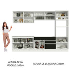 Combo completo de Cocina 310 cm 10 Puertas 2 Cajones Sin Mesada Blanco/Negro Glamy Madesa