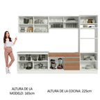 Combo completo de Cocina 310 cm 10 Puertas 2 Cajones Sin Mesada Blanco/Marrón Glamy Madesa