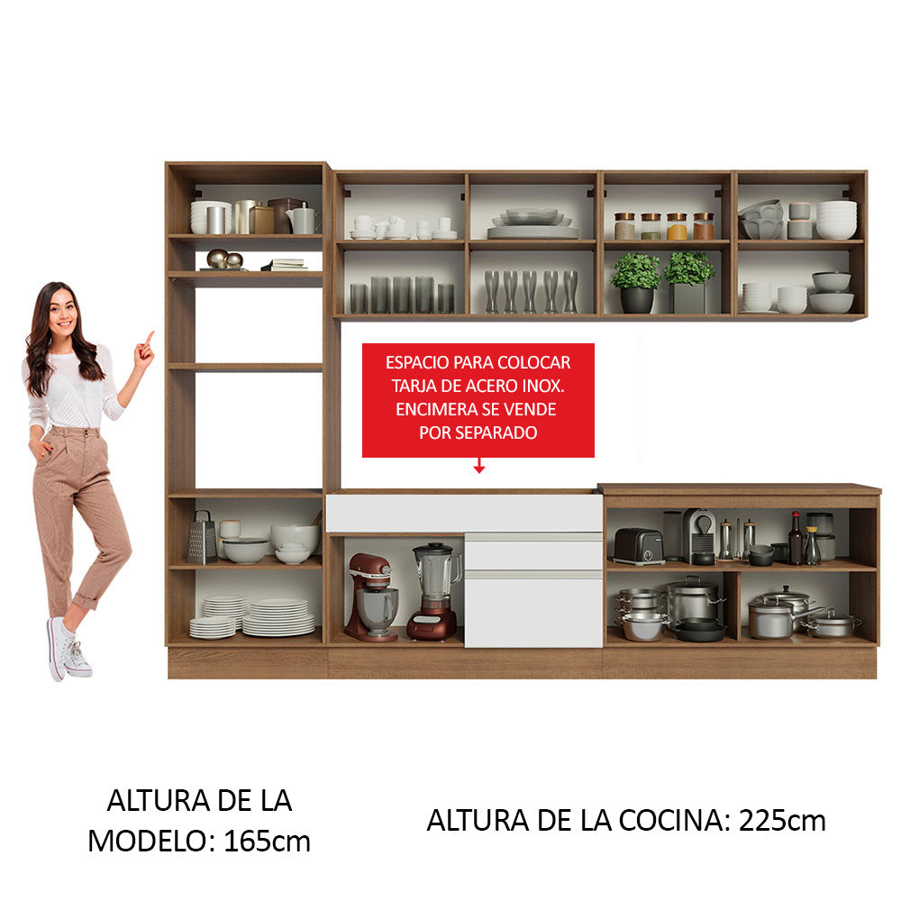 Combo completo de Cocina 310cm Marrón/Blanco Glamy Madesa 02