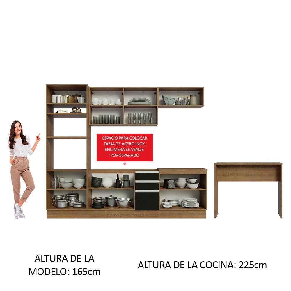 Combo completo de Cocina Madesa Glamy 315cm Marrón/Negro 02