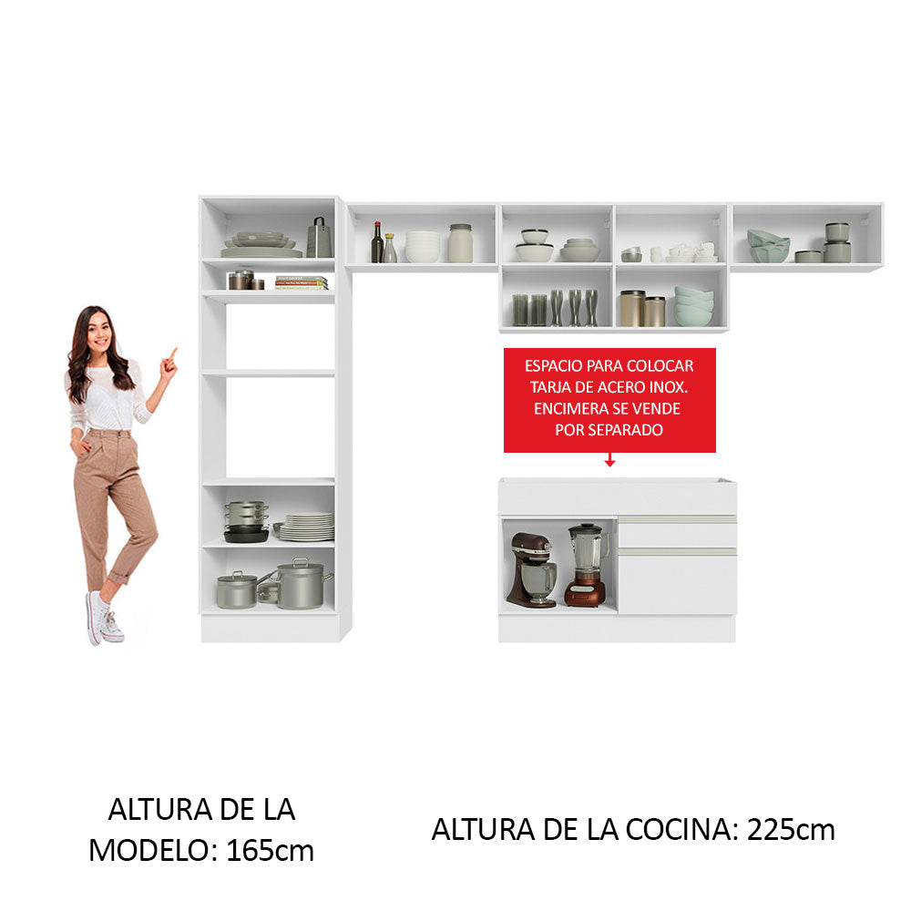 Combo completo de Cocina Madesa 350cm Glamy 01 - Blanco