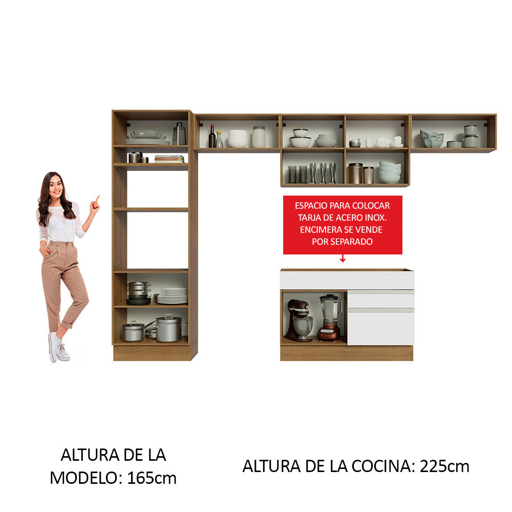 Combo completo de Cocina Madesa Glamy 350cm Blanco/Negro 01