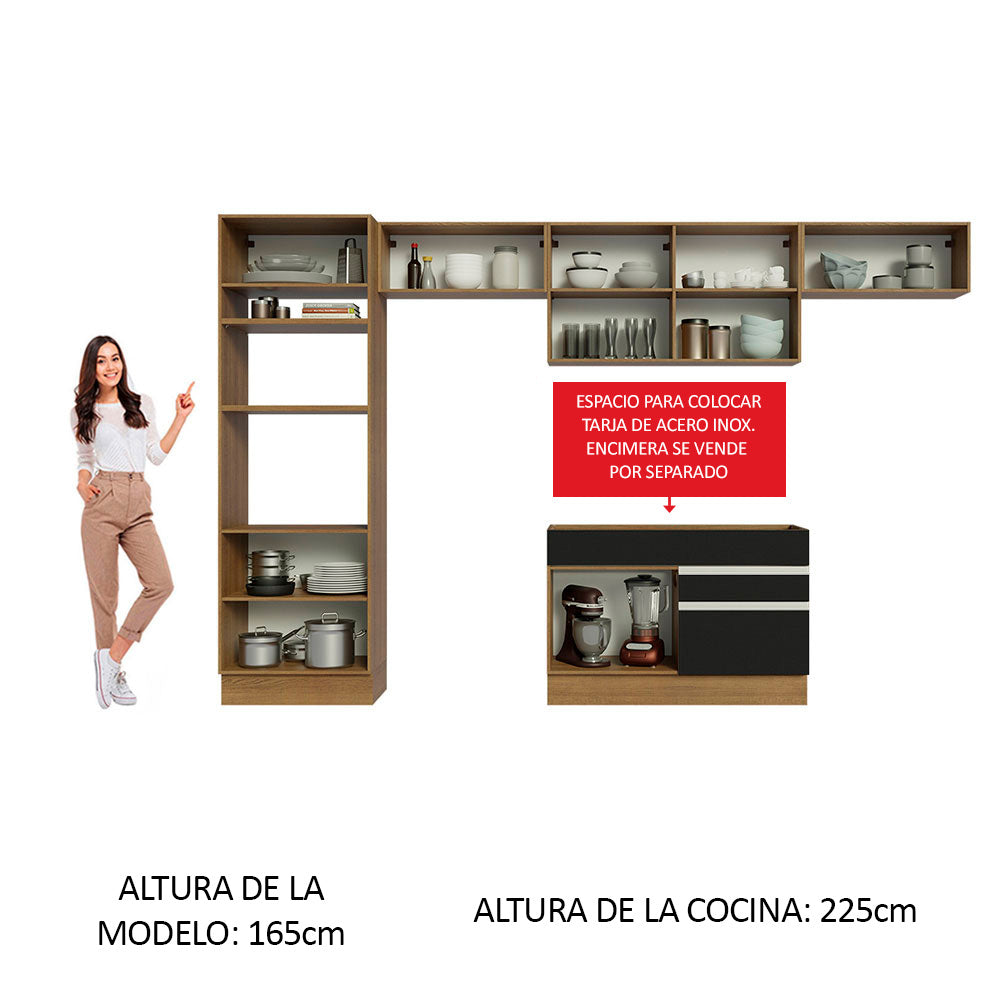 Combo completo de Cocina Madesa Glamy 350cm Marrón/Negro 01