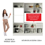Cocina Compacta 100% MDF 190cm Puetas Blanco Brillante Acordes Madesa 01