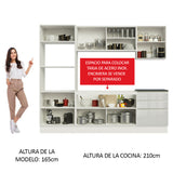 Combo Completo de Cocina 100% MDF 250 cm Frentes Blanco Brillante Acordes Madesa 01