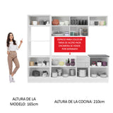 Combo Completo de Cocina 100% MDF 250 cm Frentes Blanco Brillante Acordes Madesa 03