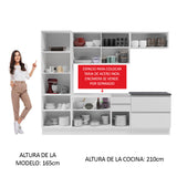 Combo Completo de Cocina 100% MDF 260 cm Frentes Blanco Brillante Acordes Madesa 01
