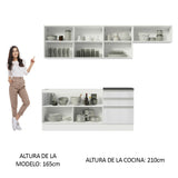 Combo Completo de Cocina 100% MDF 260 cm Frentes Blanco Brillante Acordes Madesa 03