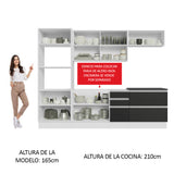 Combo Completo de Cocina 100% MDF 270 cm Blanco/Negro Acordes Madesa 06