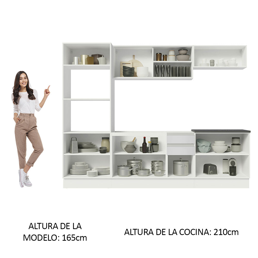 Combo Completo de Cocina 100% MDF 270 cm Frentes Blanco Brillante Acordes Madesa 07