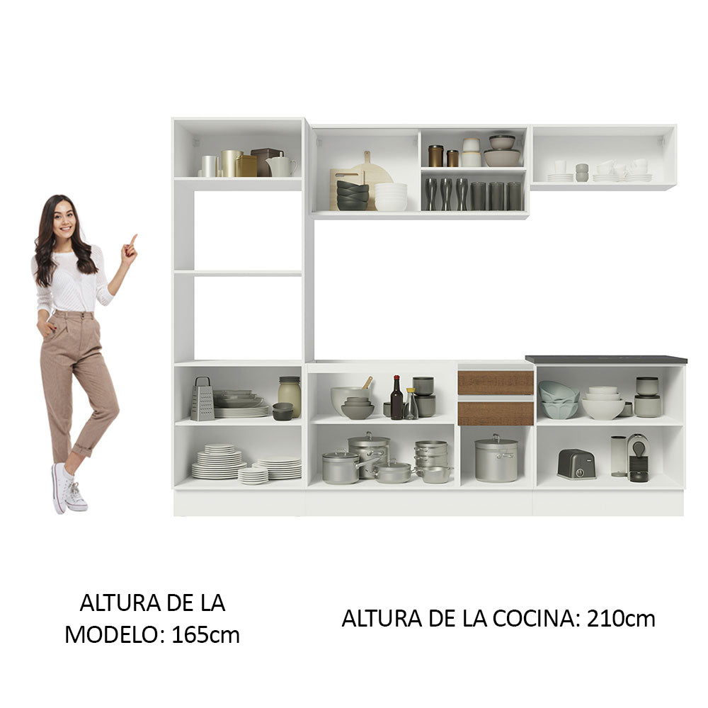 Combo Completo de Cocina 100% MDF 270 cm Blanco/Marrón Acordes Madesa 07