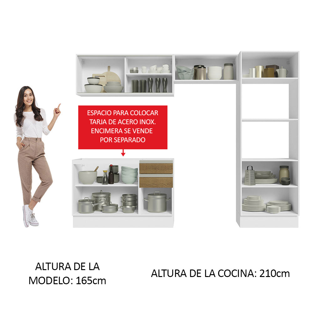 Combo Completo de Cocina 100% MDF 270 cm Blanco/Marrón Acordes Madesa 08