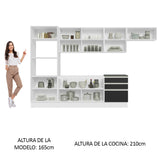 Combo Completo de Cocina 100% MDF 330 cm Blanco/Negro Acordes Madesa 06