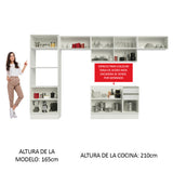 Combo Completo de Cocina 100% MDF 350cm Frentes Blanco Brillante Acordes Madesa 01