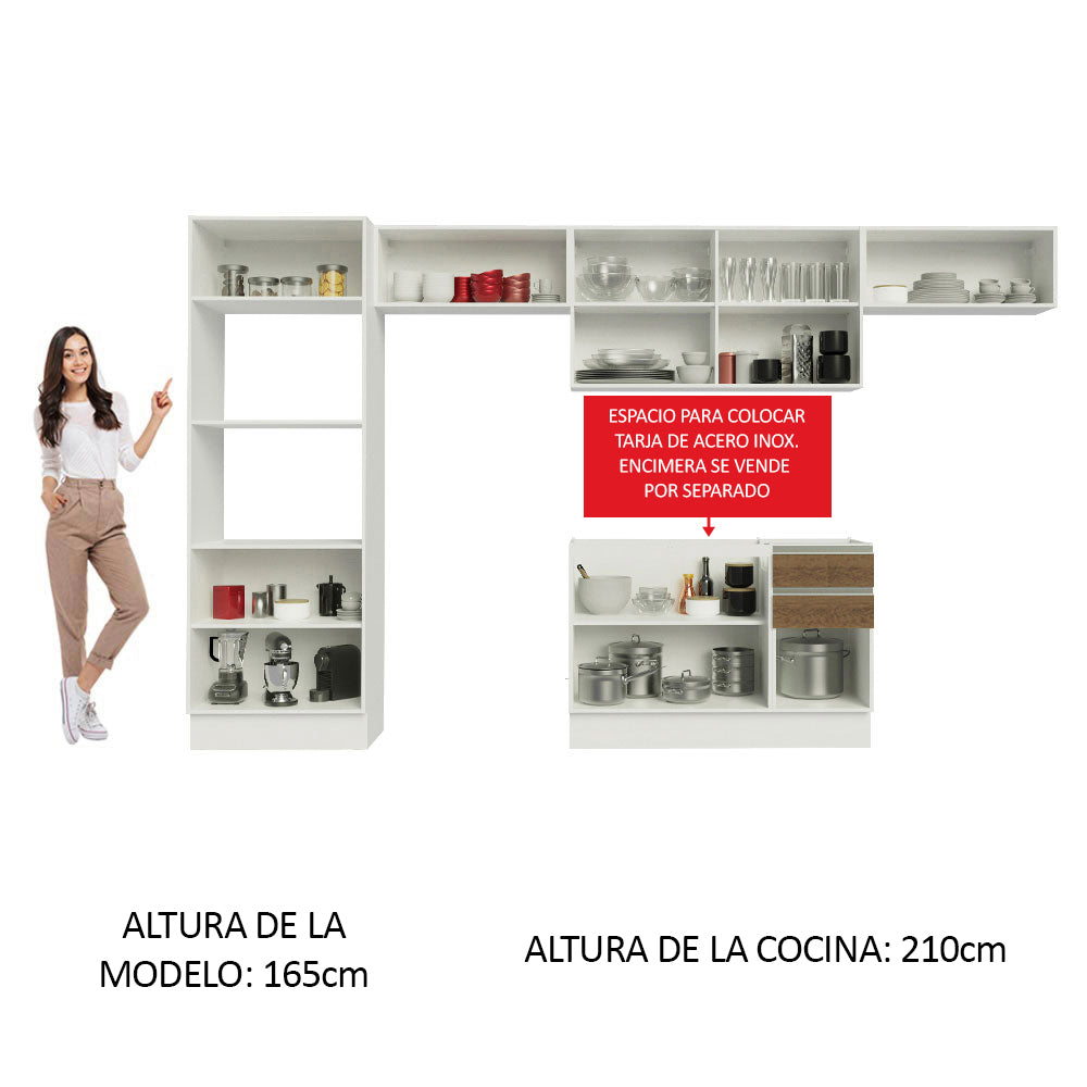 Combo Completo de Cocina 100% MDF 350 cm Marrón/Blanco Acordes Madesa 01