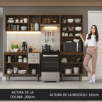 Combo completo de Cocina 235 cm 10 Puertas 2 Cajones Marrón/Crema Gourmet Madesa