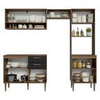 Cocina Compacta 225 cm Marrón/Negro Lille Madesa