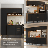 Combo completo de Cocina 285 cm Marrón/Negro Lille Madesa 01
