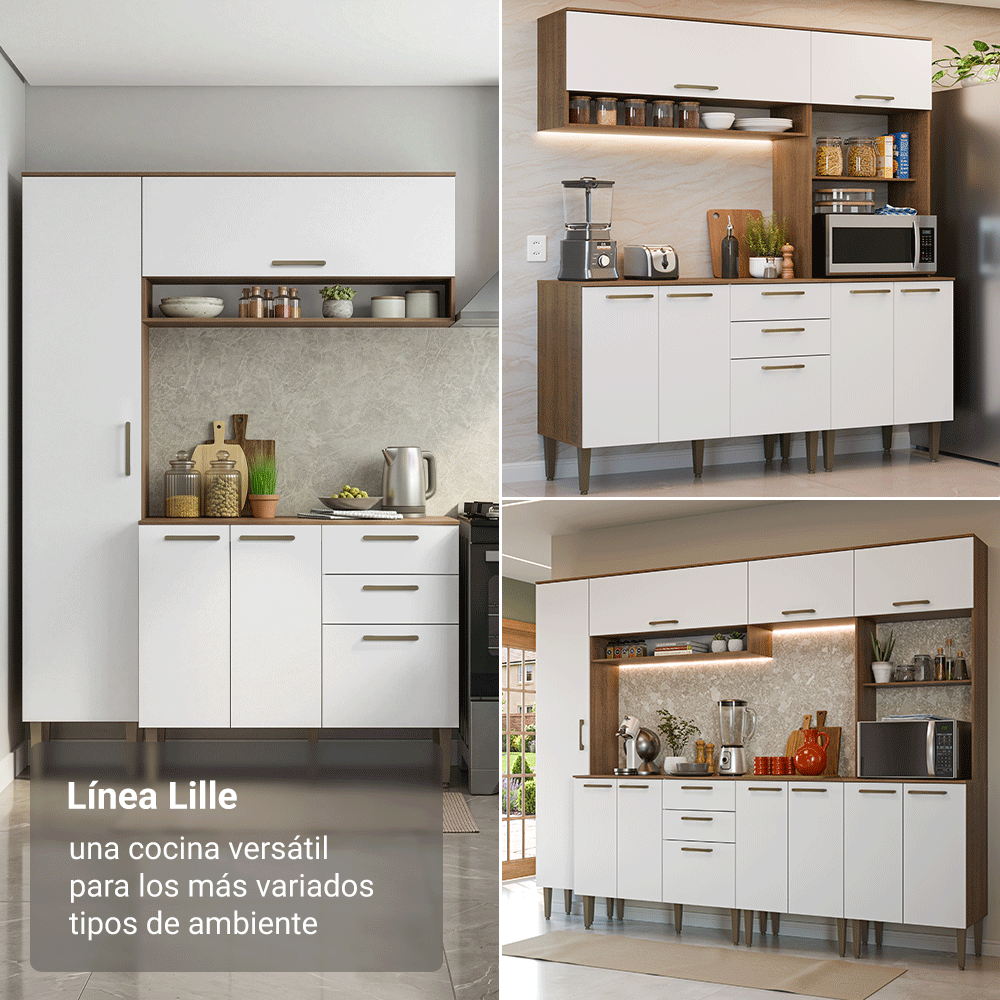 Combo completo de Cocina 305 cm Marrón/Blanco Lille Madesa 01