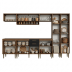 Combo completo de Cocina 305 cm 12 Puertas 2 Cajones Marrón/Negro Lille Madesa