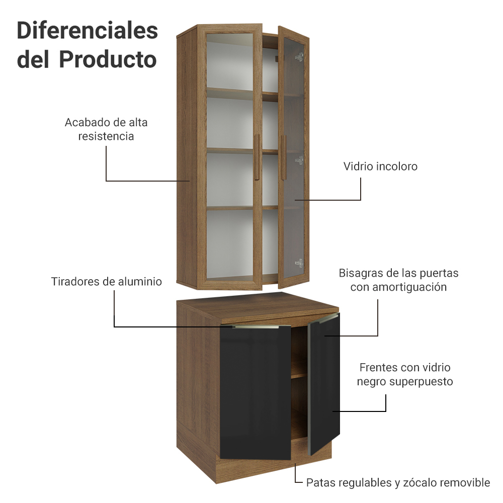 Kit Bajo Mesada con Cristalero 70 cm Madesa Lux 70cm MN 01