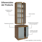 Kit Bajo Mesada y Cristalero 70 cm 4 Puertas Marrón/Gris Lux Madesa