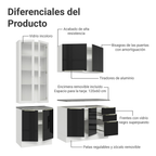 Cocina Compacta 190 cm con Cristalero 8 Puertas 3 Cajones Blanco/Negro Lux Madesa
