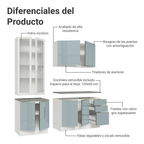 Cocina Compacta 190 cm con Cristalero 8 Puertas 3 Cajones Blanco/Gris Lux Madesa