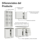 Cocina Compacta 190 cm con Cristalero 8 Puertas 3 Cajones Blanco Lux Madesa