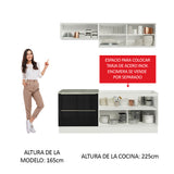 Combo de Cocina Compacta 200cm Blanco/Negro Lux Madesa 01