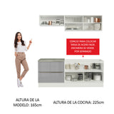 Combo de Cocina Compacta 200cm Blanco/Gris Lux Madesa 01