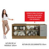 Juego de 2 gabinetes bajos de cocina Madesa Lux con 4 puertas y 3 cajones (sin mesada ni fregadero) Marrón/Gris