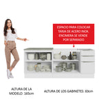 Cocina Compacta 200 cm 4 Puertas 3 Cajones Sin Mesada Blanco Lux Madesa 03