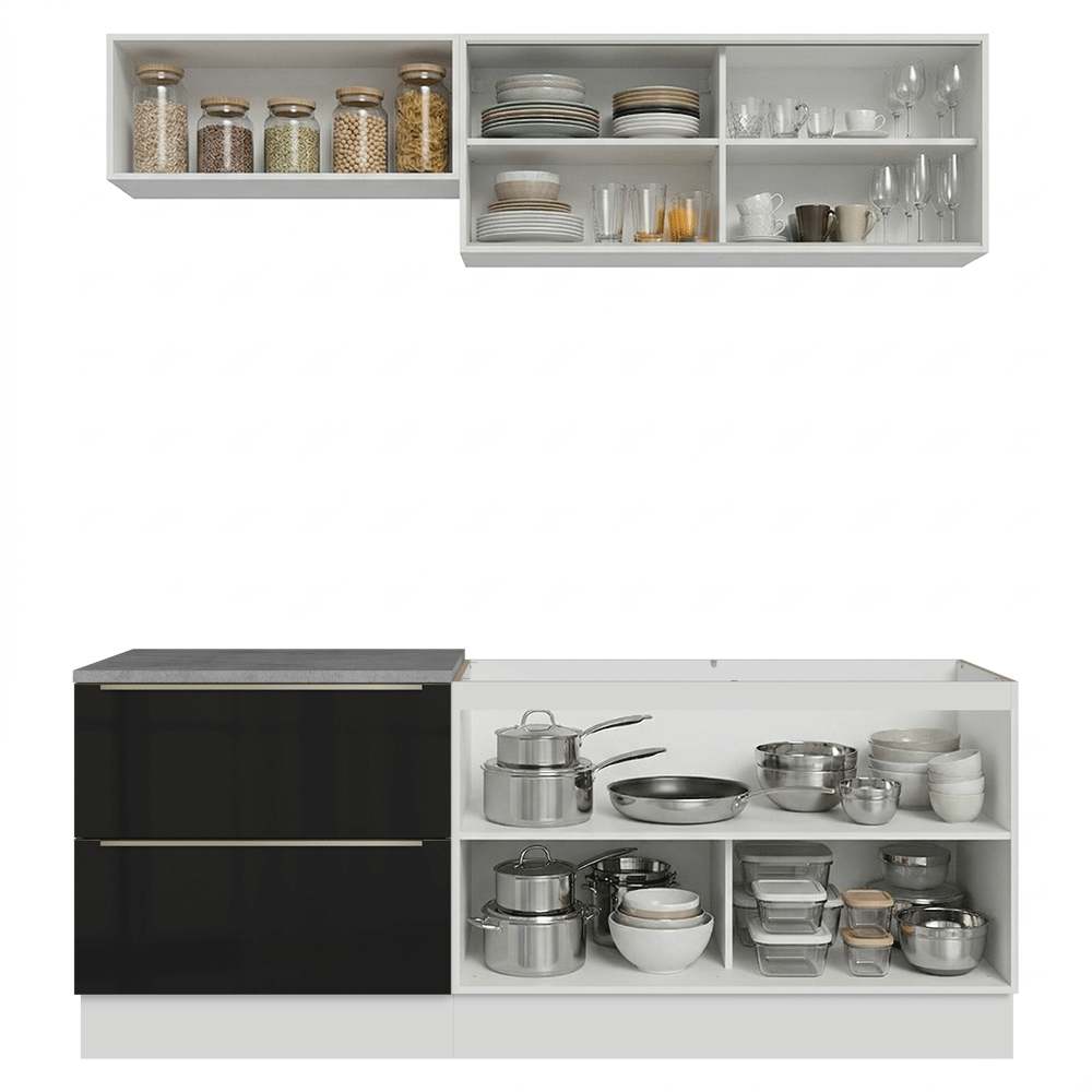 Cocina Compacta 200 cm Blanco/Negro Lux Madesa 07