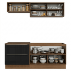 Cocina Compacta 200 cm 5 Puertas 2 Cajones Sin Mesada Marrón/Negro Lux Madesa