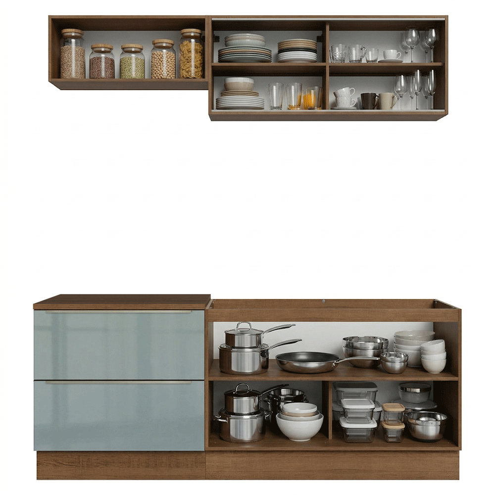 Cocina Compacta 200 cm Marrón/Gris Lux Madesa 07