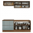 Cocina Compacta 200 cm 5 Puertas 2 Cajones Sin Mesada Marrón/Gris Lux Madesa