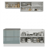 Cocina Compacta 200 cm Blanco/Gris Lux Madesa 07