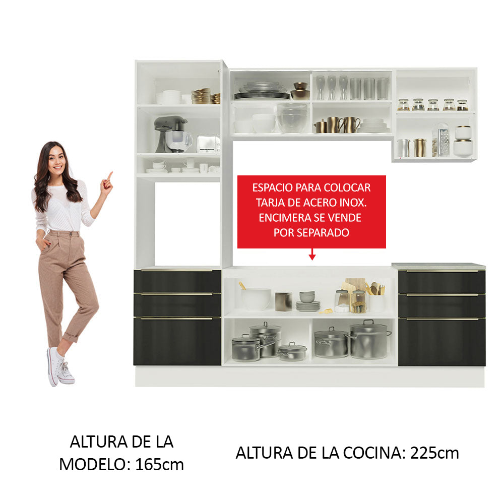 Combo completo de Cocina 240cm Blanco/Negro Lux Madesa 02