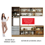 Combo completo de Cocina 240cm Marrón/Gris Lux Madesa 03