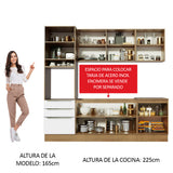 Combo Completo de Cocina 240 x 60 cm Marrón/Blanco Aterciopelado Lux Madesa 03