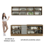 Combo completo de Cocina 240 cm 7 Puertas 3 Cajones Sin Mesada Marrón/Gris Lux Madesa