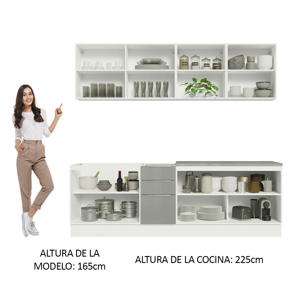 Combo completo de Cocina 240cm Blanco/Gris Lux Madesa 05