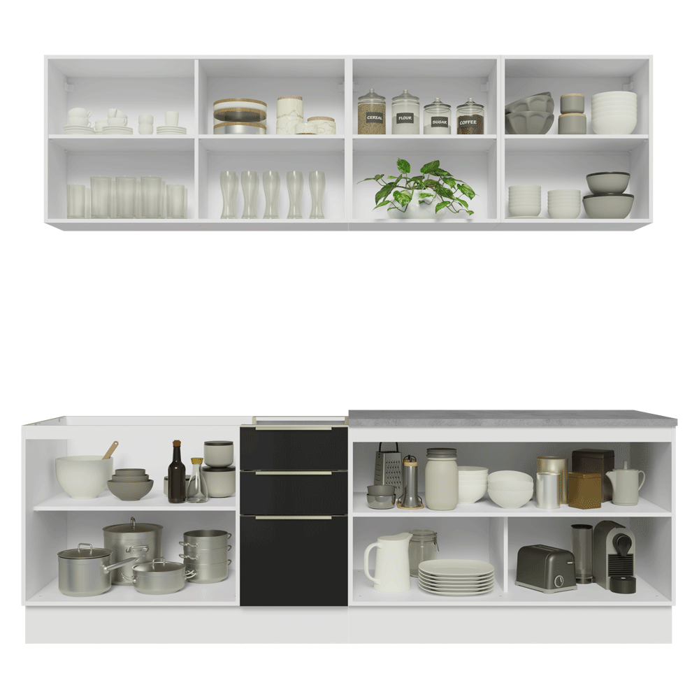 Combo completo de Cocina 240 cm Blanco/Negro Lux Madesa 09